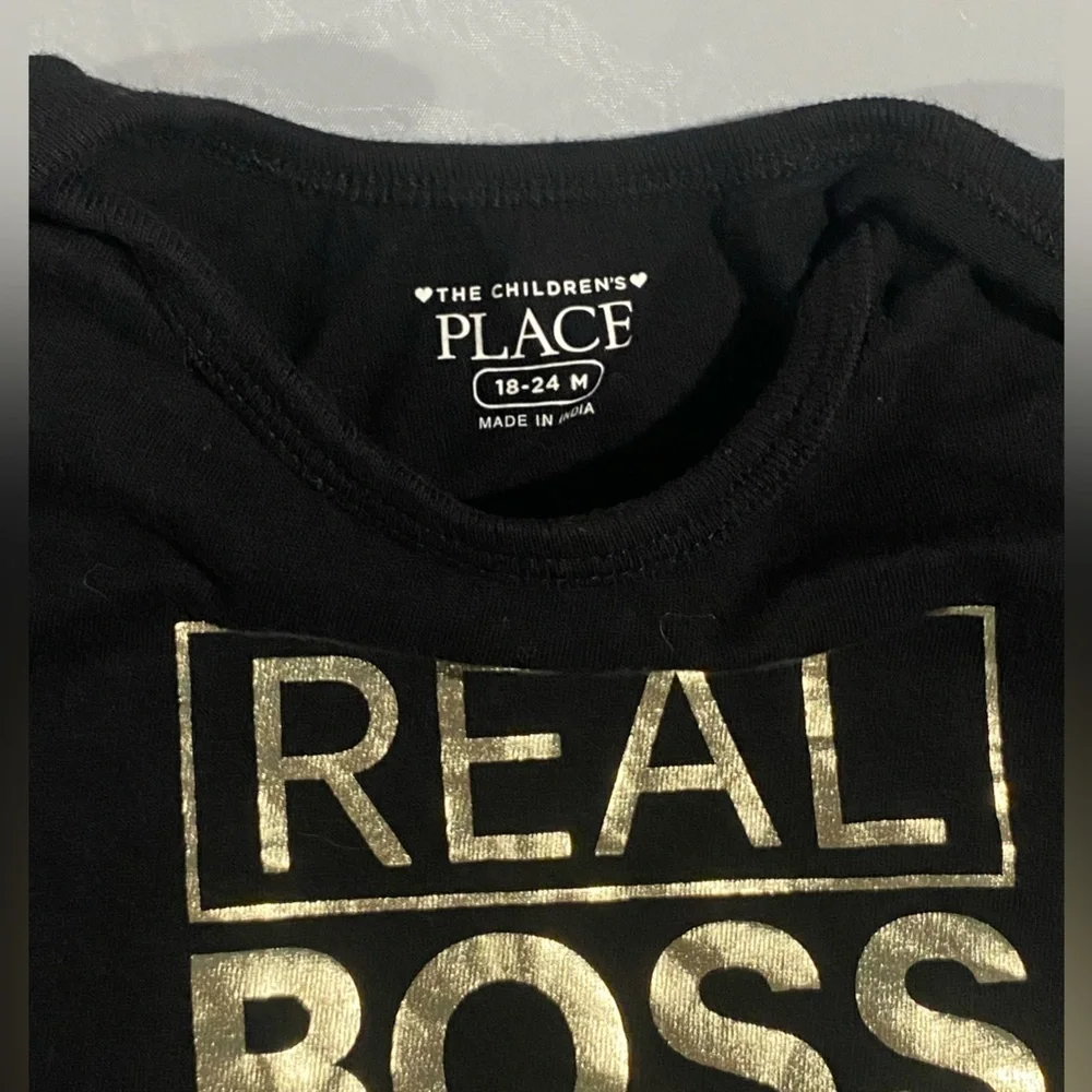 The Children's Place Black and Gold Baby Onesie